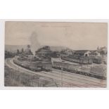Railway postcard Chagny panoramic view of this busy junction, Pub Ferrand used 1907