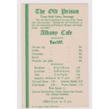 Dorset Swanage The Old Prison Albany Café vintage advertising postcard with detailed Tariff (tea per