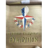 1951 Festival of Britain Abram Games signed poster, Abram Games was one of the graphic artists