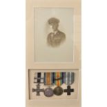 British WWI Military Cross and Bar five place medal group with British War Medal, Victory Medal with