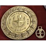 Festival of Britain 1951 Brass Souvenir Tray and Horse Brass in wonderful condition, tray measures