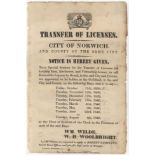 Norwich 1839 Printed Poster - Transfer of Licenses/ City of Norwich and County of the same City