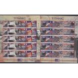 Isle of Man 2012 Centenary of Titanic Sinking S.G. 1736-1741 u/m sets in 2 sheetlets of 15 stamps.