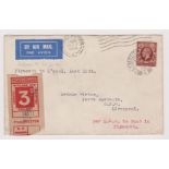 Great Britain 1934 (29 Sept) Flown cover, Airmail Plymouth to Liverpool 'per LMS to post in