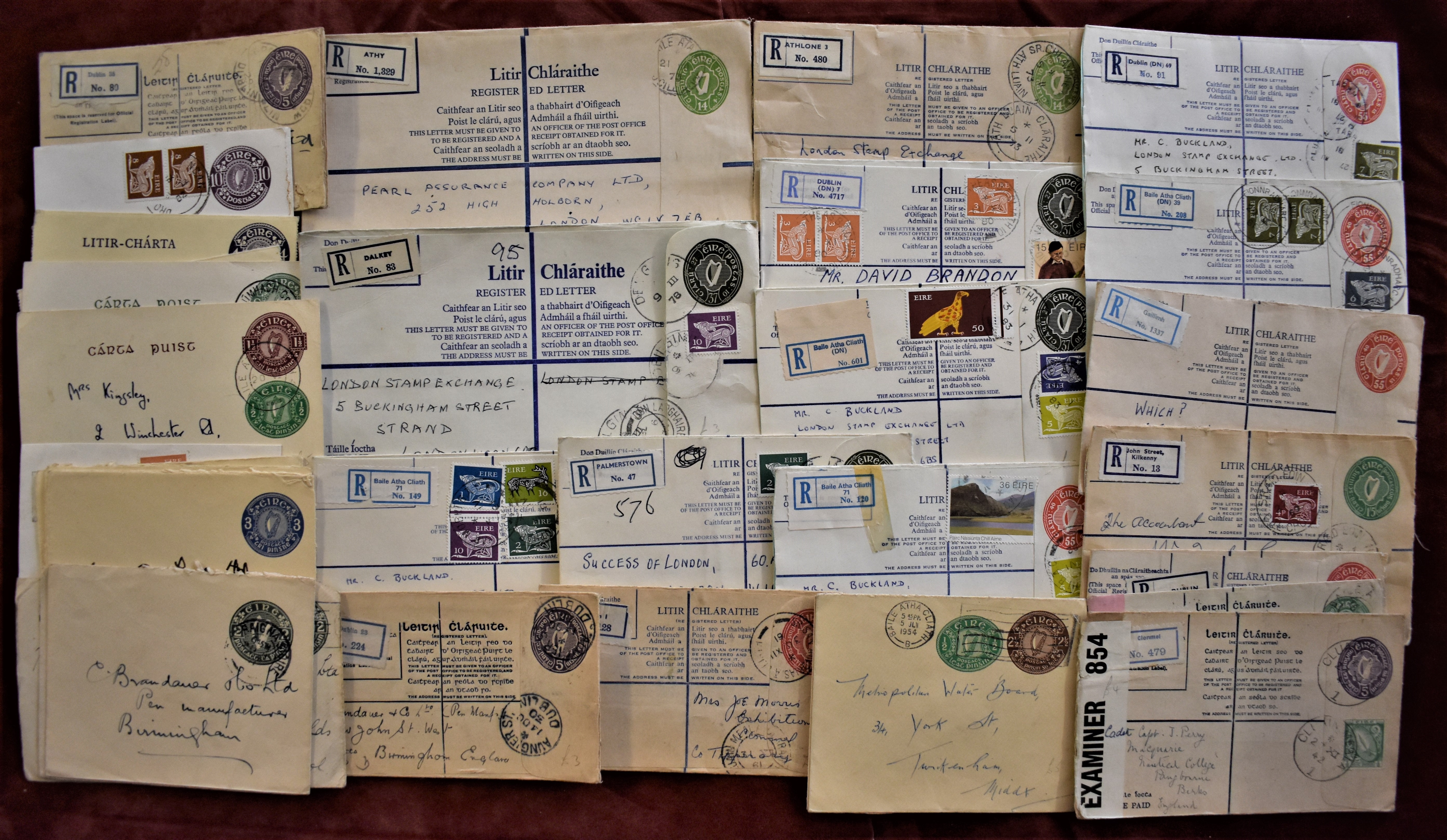 Ireland 1940s to 1980s - nice batch to Registered letter, used few censored, good range to values.