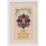 Great Britain WWI Silk Regimental postcard, The Royal Scots. Scarce