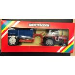 Britain's Toys MF595 Tractor & Rear Dump Trailer. Model 9587 Red/Blue boxed. Very good condition