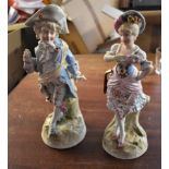 German Figurines of a Lady and Gentleman in classical baroque 18th Century style holding