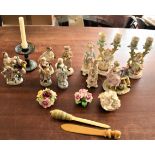 Porcelain Figurines and Candle Stick holders (16) an attractive collection of classical baroque