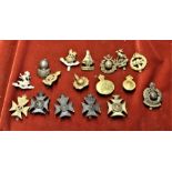 British Military Cap Badges (18) including: Royal Naval Air Service Armoured Car Section, Nelson