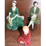 Royal Doulton figurines ''A Lady'' & ''A Gentleman From Williamsburg'', model numbers HN 2227 & HN