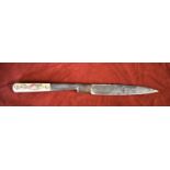 19th century Corsican Vendetta knife the 25.5 cm folding blade etched with foliage and inscriptions: