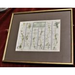 Framed maps including, a print of an old map of the Isle of Wight in a gold frame, brown mount. A