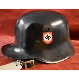 German Replica WWI stahlhelm which has been repainted blank and has had SS decals added to the