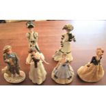 Wedgewood and Coalport figurines including 'Amelia & Caroline from the Hyde Park Collection, '