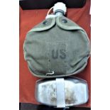 US Army Arctic Weather Canteen dated 1984 with serial number (7SO11) in its cover with the stainless