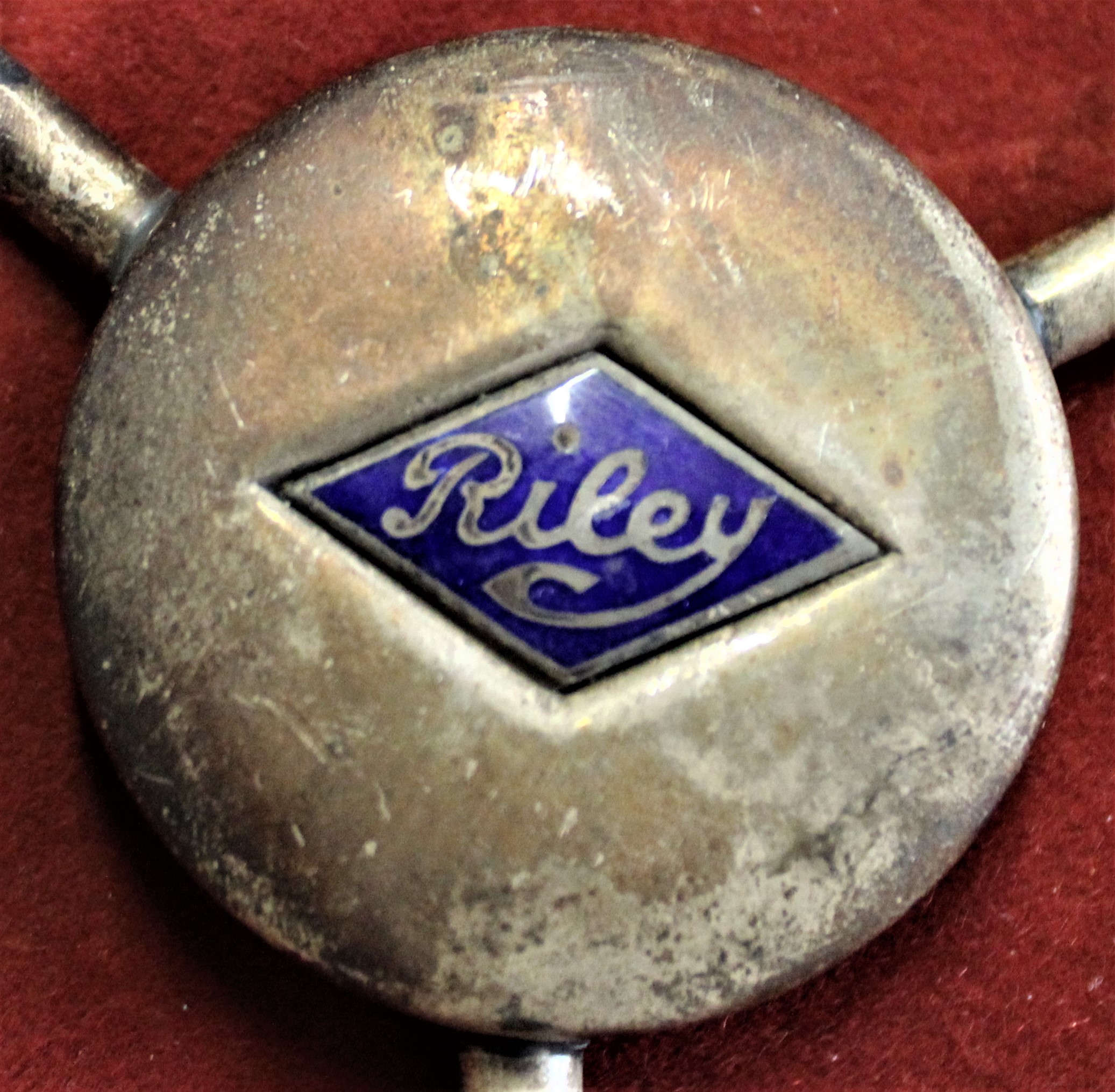 Riley Motors 1930s Silver Plated Car Wheel central device, blue enamel centre badge. - Image 2 of 2