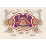 Fabrica de Tabacos Flor Fina Esquisitos vintage cigar box label sample; proof no 1889