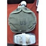 US Army Arctic Weather Canteen dated 1984 with serial number (7SO11) in its cover with the stainless