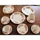 Colclough Art Deco hand painted tea set, with a Honeysuckle floral design and gold trim, no complete