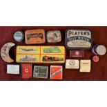 Small range of vintage tins including Snuff Dodo Designs (MRFS) Ltd, Godfrey Phillips Grand Cut,