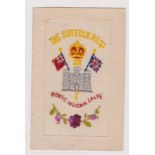 Great Britain WWI Silk Postcard, The Suffolk Regiment.
