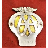 1945-57 AA Car Badge No 9A47543