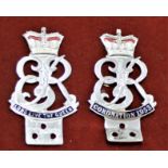 Chrome Car Badges - Two Quality Badges 'Coronation 1953' and 'Long Live The Queen' on blue and red