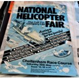 Aviation History National Helicopter fair poster for an event at Cheltenham Race Course. Edge damage