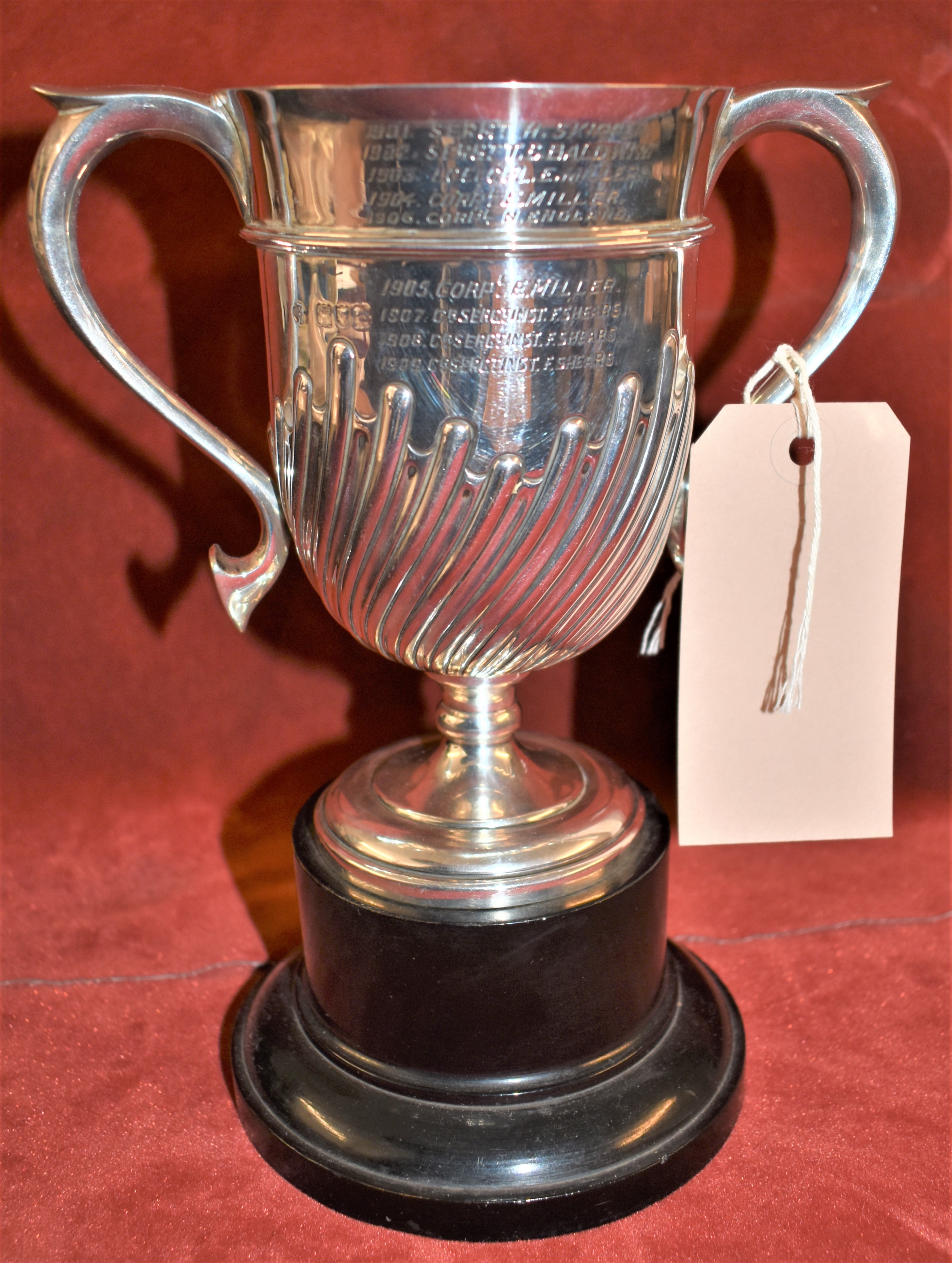 British Pre-WWI Norfolk Regiment Shooting Trophy, a silver Challenge trophy for "D" Company, 3rd