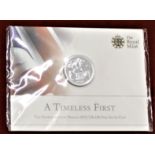 Great Britain 2013 £20 silver coin depicting George and the Dragon, BUNC in Royal Mint pack