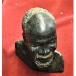 Verdite Stone Bust of African Man signed Mutunda, excellent Green Serpentine colour. Buyer