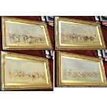 19th Century hand coloured prints (4) of Fores's National Sports 1811-1865 - Racing by John