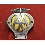 1945-1957 AA - Chrome Car Badge with yellow enamel backing, No. O532299