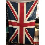 Union Jack Flag 5 x 3ft, fair condition, Some staining. Made in England 1950s Coronation