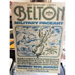 Military History Military Pageant poster for an event at Belton Lincs, folds line hole corner hole