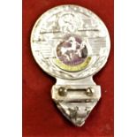 Vintage Car Badge Sagittarius Nov 23rd-Dec 22nd motto above sign of the zodiac, "Behold St