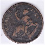 Ireland 1723 George I Farthing, Harp to right DEI GRATIA REX, near fine