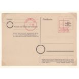 Germany 1945-1946 Michel P299 6pf postage covered; unused P675 negative postmark Drolhagen; Michel