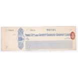 York City & County Banking Co. Ltd., Whitby. Used Order RO 2/12/90. Blue on White. Vig.: Abbey,