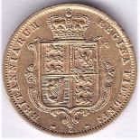 1872 Victoria Gold Half Sovereign, about GF