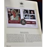 2002 - Queen Elizabeth Golden Jubilee, Falkland Islands 50 Pence BUNC and Jamaica Stamp Set FDC