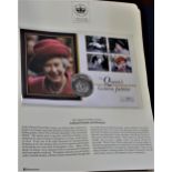 2002 - Queen Elizabeth Golden Jubilee, Falkland Island 50 pence and Bermuda Stamp Set FDC