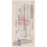 Bill of Exchange, 1905, Pernambuco, Brazil, John Boxwell & Co, against 3000 bags sugar. 2/- and 10/-