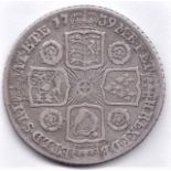 1739 - George II Shilling, Roses on angles, fine