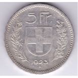 Switzerland 1923B 5 Francs KM37 EF2030