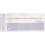 Carlisle City & District Banking Co, Carlisle. Mint bearer with C/F COD 23-7-61 Lilac on white.