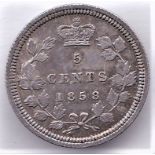 Canada 1858 - 5 cents, GVF/NEF. Nicely toned