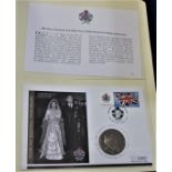 2007 - Royal Diamond Wedding Anniversary, England £5 coin BUNC and Diamond Wedding Stamp