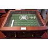 A Fine Wooden Glass Topped Display Cabinet for US State Quarters, good for displaying with second